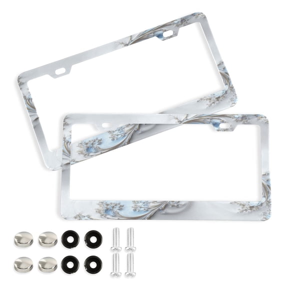 2-Pack Aluminum License Plate Frame with 2 Holes for GM License Plate Cover with Free Screws Gentle White-blue Tones