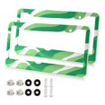 thumbnail image 1 of 2-Pack Aluminum License Plate Frame with 2 Holes for GM License Plate Cover with Free Screws Light Green Flowing Lines, 1 of 8