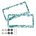 thumbnail image 1 of 2-Pack Aluminum License Plate Frame with 2 Holes for GM License Plate Cover with Free Screws Light Green Leaves, 1 of 8