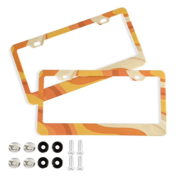 2-Pack Aluminum License Plate Frame with 2 Holes for GM License Plate Cover with Free Screws Orange Color Clash Pattern