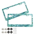 thumbnail image 1 of 2-Pack Aluminum License Plate Frame with 2 Holes for GM License Plate Cover with Free Screws Teal Leaves and Vines, 1 of 8