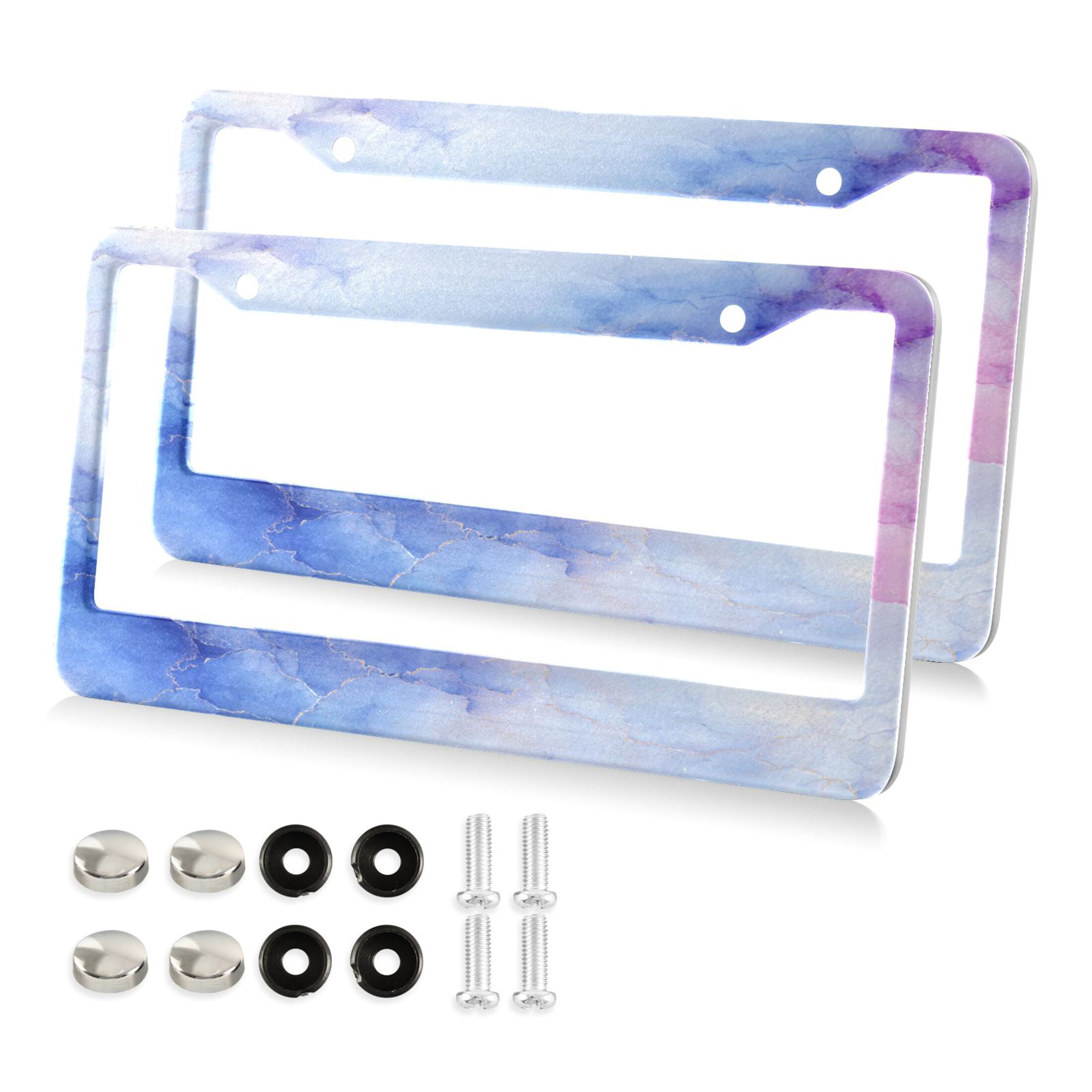 2-Pack Aluminum License Plate Frame with 2 Holes for Round GM License ...
