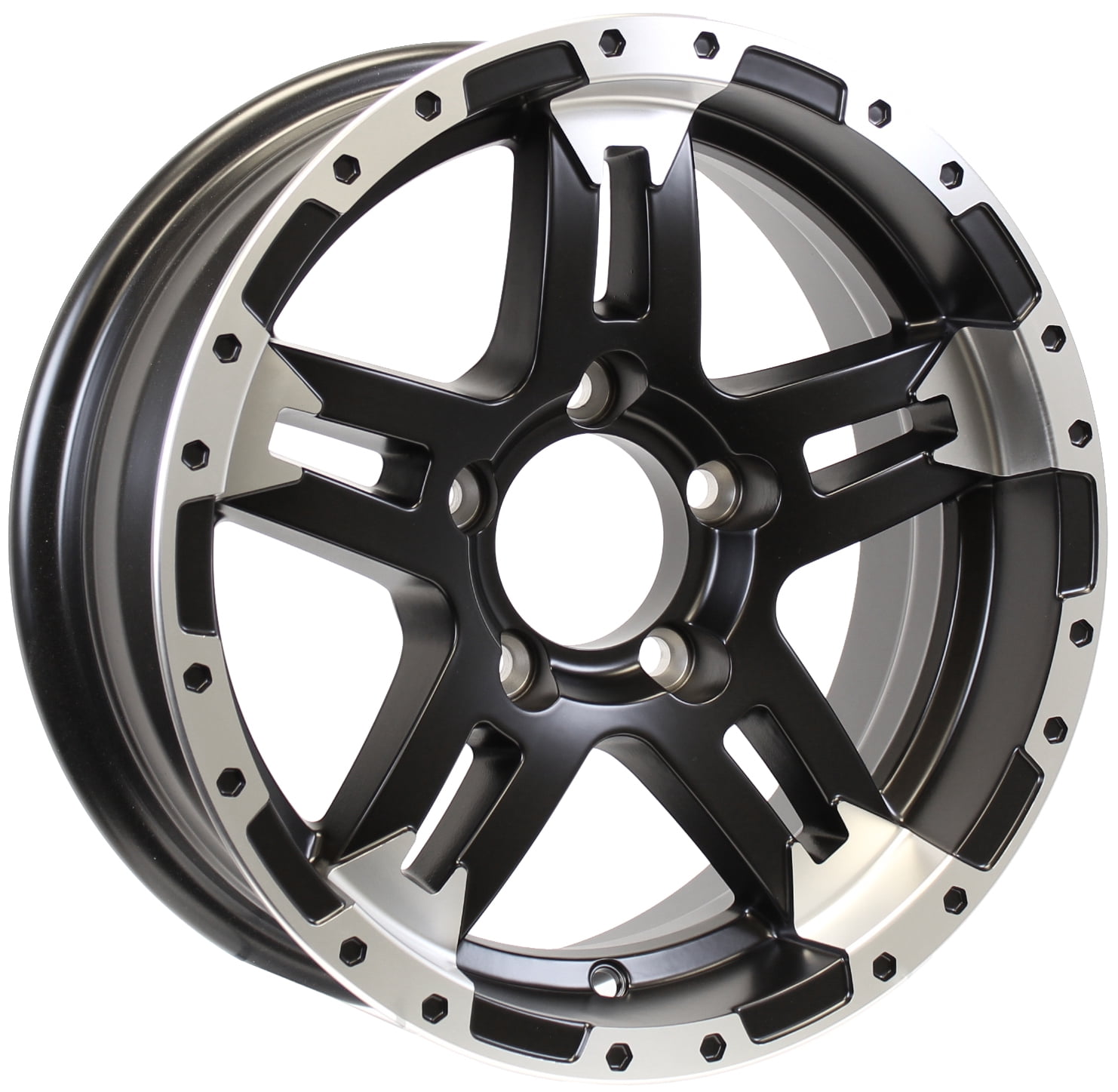eCustomrim 2-Pack Aluminum Trailer Wheels 14x5.5 5 Lug 4.5 Center Turismo Matte Black