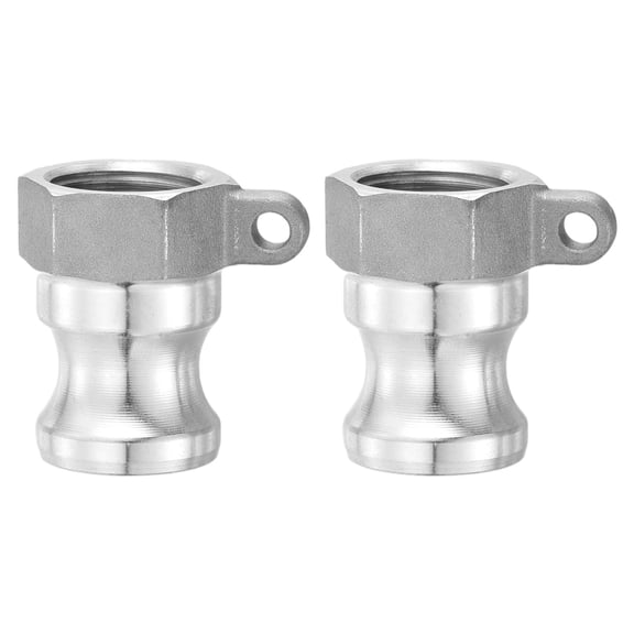 2 Pack Aluminum Type A Cam Groove Fitting, 1/2" x 1/2" Female NPT Cam and Groove Hose Fitting, Poly Quick Conversion Connector with Spare Gaskets for Fluid Transfer, Silver