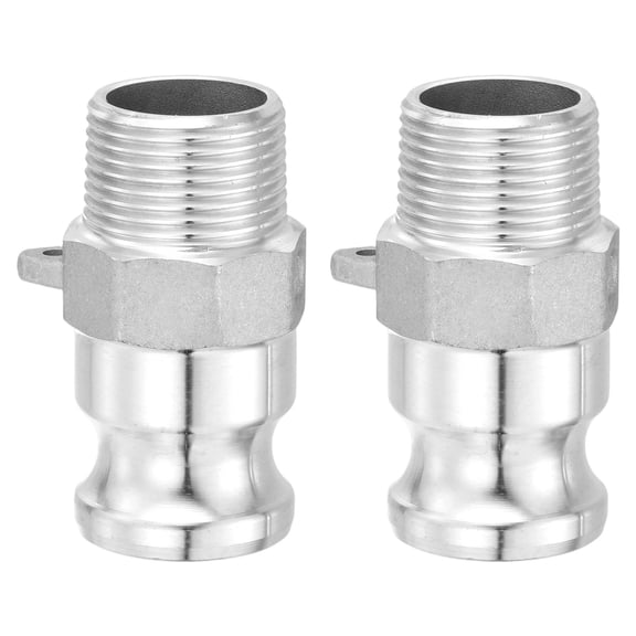 2 Pack Aluminum Type F Cam Groove Fitting, 1"x1" Male NPT Cam and Groove Hose Fitting Cam Lock Adapter, Cam Lock Coupling Quick Conversion Connector for Fluid Transfer, Silver