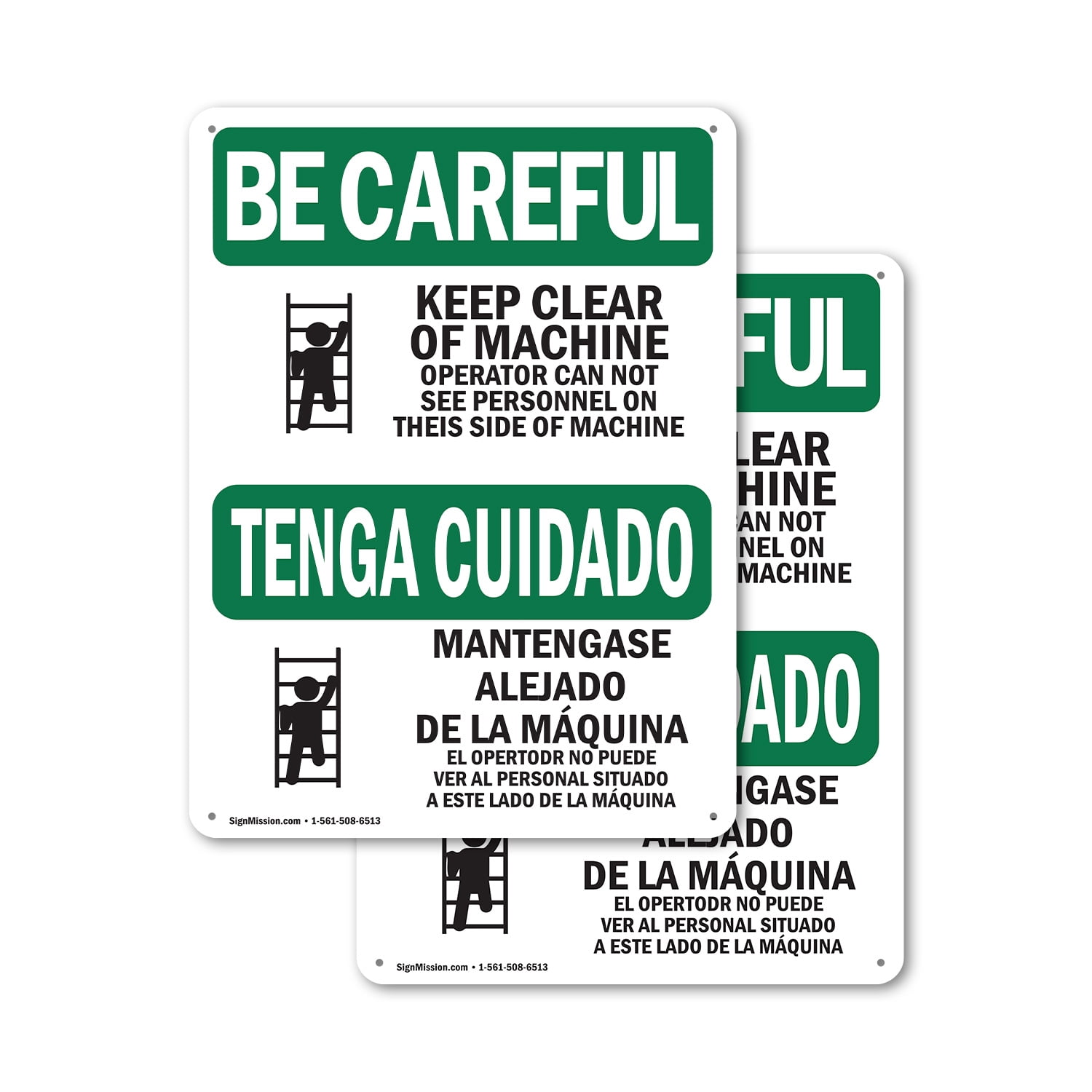 (2 Pack) Always Face Ladder Safety Bilingual OSHA Be Careful Sign 10 ...