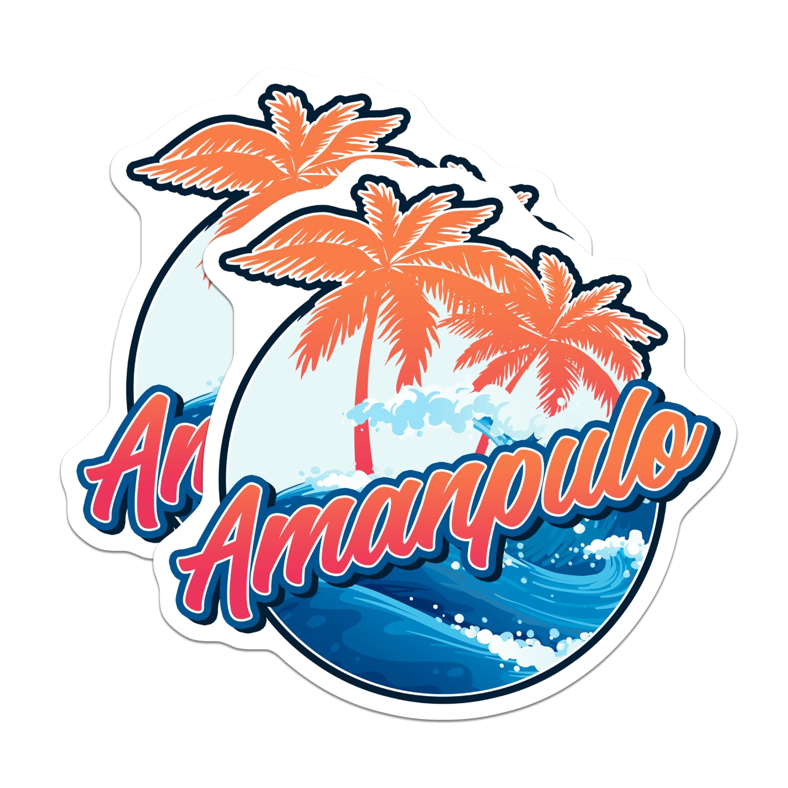 (2 Pack) Amanpulo Stickers - Tropical Island - Beach Vacation - 5