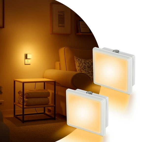 2 Pack Amber Square Plug In Night Light with Light Sensor