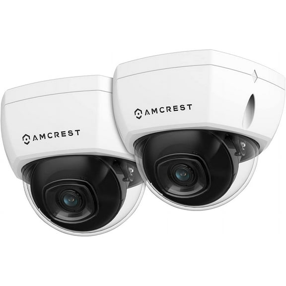 2-Pack Amcrest UltraHD 4K (8MP) Dome POE IP Camera, 3840x2160, 98ft NightVision, 2.8mm Lens, IP67 Weatherproof, IK10 Vandal Resistance, MicroSD Recording, White (IP8M-2493EW)