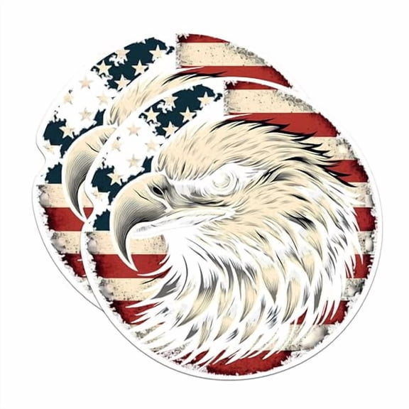 (2 Pack) American Bald Eagle USA Magnets - Patriotic United States - 5" On Longest Side - Premium Magnet - for Cars, Refrigerators, Toolboxes, Lockers - Made in USA - MAG1087