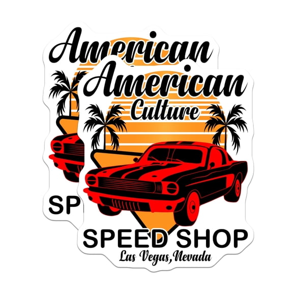 (2 Pack) American Culture Magnets - Classic Muscle Car Las Vegas - Retro Speed Shop Decor - 5 Inches On Longest Side - Thick Durable Magnet - Made in USA - MAG22033