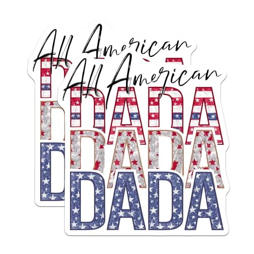 (2 Pack) All American DADA Magnets Magnets - Patriotic USA Dad Decor - 5" On Longest Side - Made in USA - Sticks to Refrigerators & Metal Surfaces - MAG8497