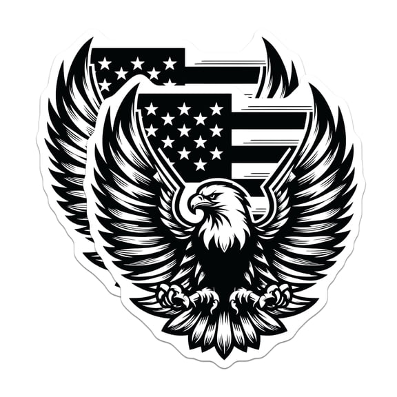 (2 Pack) American Eagle Stickers - USA Patriotic Decals - Bird of Prey Emblems- 5" On Longest Side - Sticks to Smooth Flat Surfaces - Made in USA - BMCS16708
