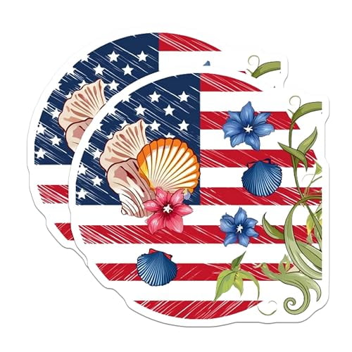 (2 Pack) American Flag Beach Magnets Magnets - Patriotic Coastal Decor - 5" On Longest Side - Made in USA - Sticks to Refrigerators & Metal Surfaces - MAG8991