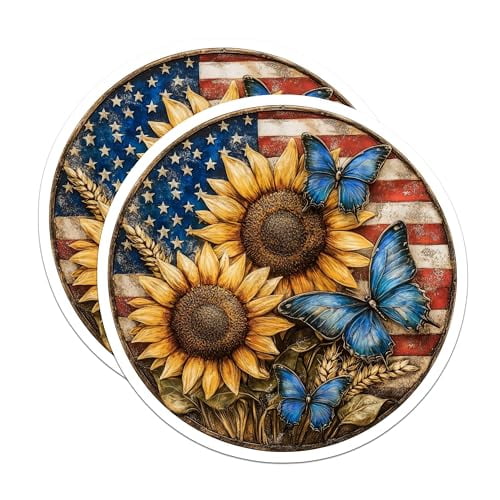 (2 Pack) American Flag Decoration Magnet - Patriotic Outdoor Decor - 5" On Longest Side - Sticks to Smooth Flat Surfaces - Made in USA - MAG9438