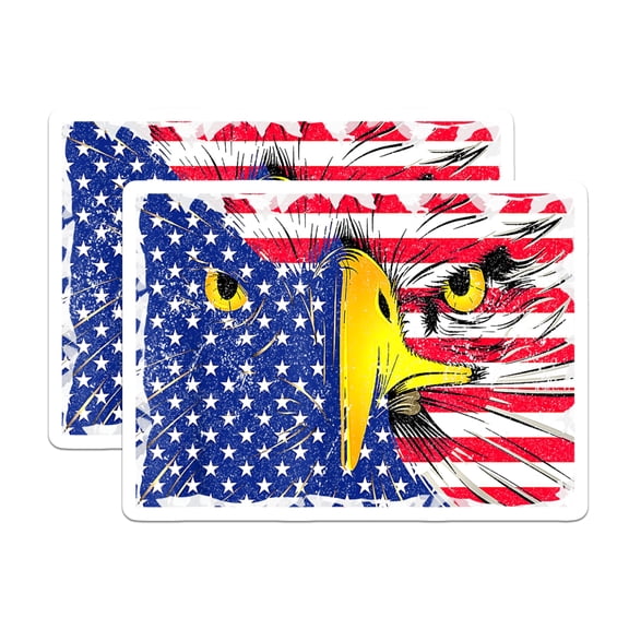 (2 Pack) American Flag Eagle Stickers - Distressed USA Patriotic Decal - Freedom Symbol Artwork - 5" On Longest Side - Sticks to Smooth Flat Surfaces - Made in USA - BMCS26189
