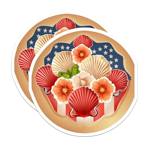 (2 Pack) American Flag Flower Magnets Magnets - Patriotic Home Decor - 5" On Longest Side - Made in USA - Sticks to Refrigerators & Metal Surfaces - MAG8988