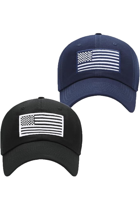 2 Pack American Flag Hats for Men Women Low Profile USA Baseball Cap Outdoor Dad Hat