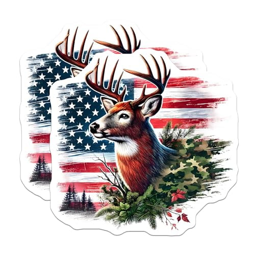 (2 Pack) American Flag Magnet - Nature Design - Rustic Decor - Hunting Lover - 5" On Longest Side - Sticks to Smooth Flat Surfaces - Made in USA - MAG9830