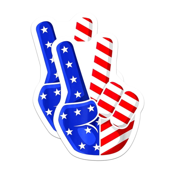 (2 Pack) American Flag Peace Sign Magnets - Patriotic Hand Gesture Decor - 4th of July - 5 Inches On Longest Side - Thick Durable Magnet - Made in USA - MAG30823