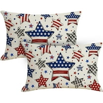 2 Pack American Flag Pillow Covers 12 x 20 Inch Independence Day 4th of July Throw Pillow Case Memorial Day Patriotic Star Stripes Decoration Cushion Case for Home Couch Sofa Bed