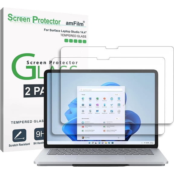 (2 Pack) Amfilm Microsoft Surface Laptop Studio 14.4" Tempered Glass Screen Protector