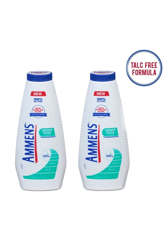 2 Pack - Ammens Medicated Powder Shower Fresh 11oz Each