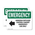 thumbnail image 1 of (2 Pack) Ammonia Diffuser Control With Symbol OSHA Emergency Sign 14 Inch X 10 Inch Plastic Sign, Weather Resistant, UV Protected for Workplace, Business, and Construction Site, Made in, 1 of 8