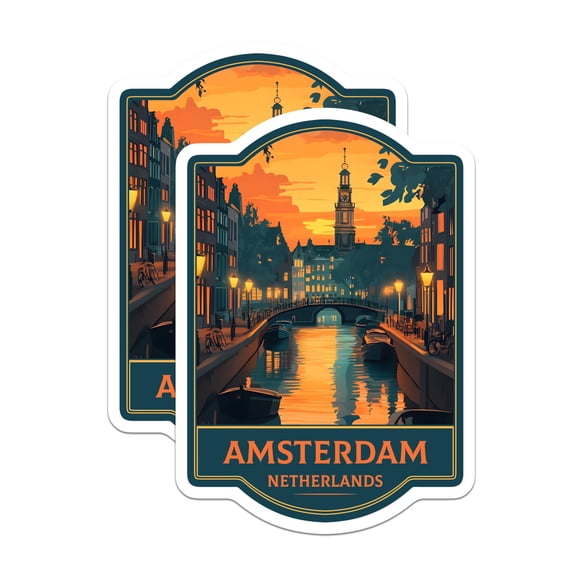 (2 Pack) Amsterdam Cityscape Magnets - Picturesque Netherlands Canal Scene - Iconic European Travel Destination Souvenirs - 5 Inches On Longest Side - Thick Durable Magnet - Made in USA - MAG21270