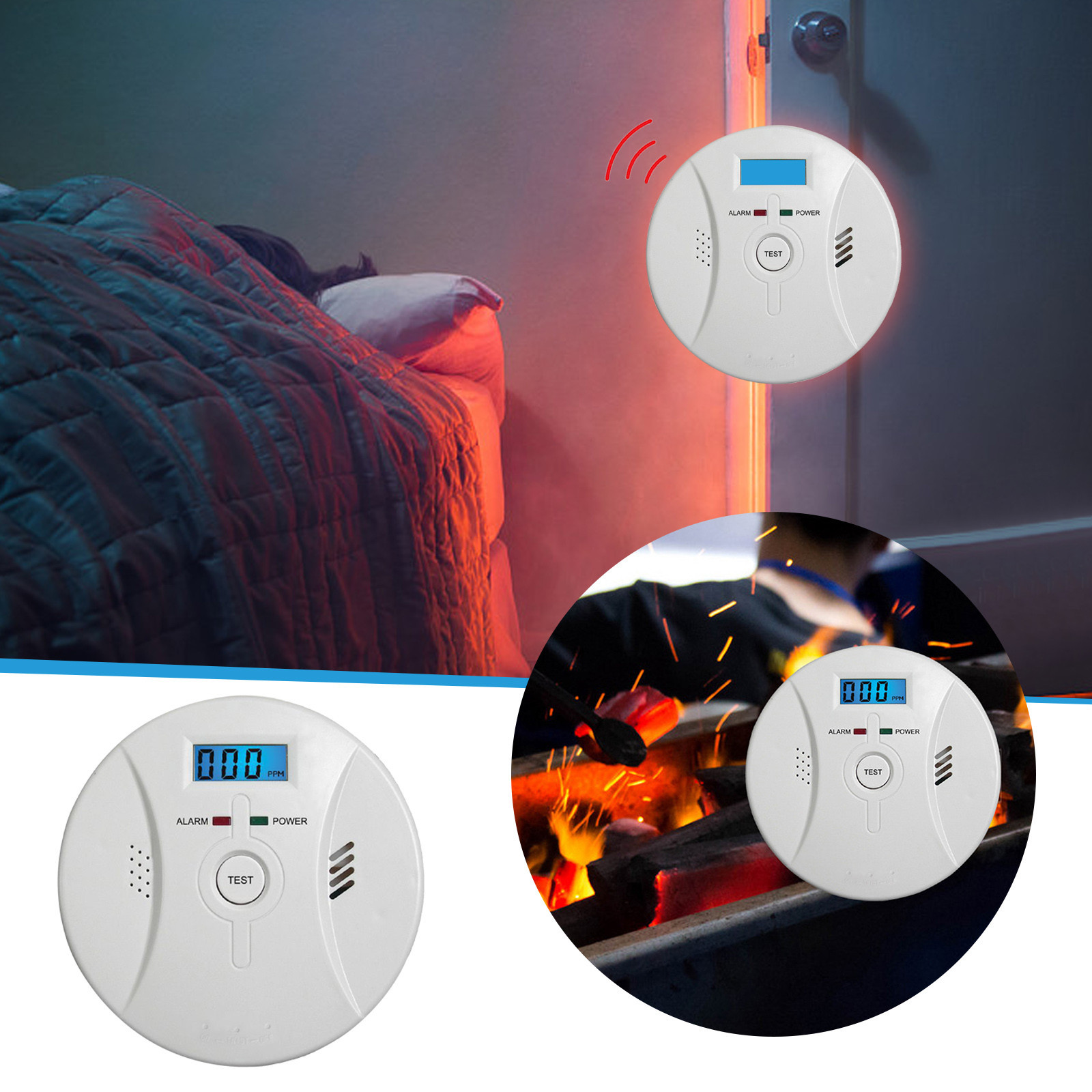 2 Pack And Battery Powered With Test/Reset Button 2 In 1 LCD Display