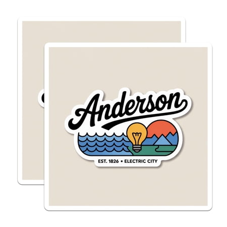 (2 Pack) Anderson Indiana Magnets - Retro Electric City Decor - Hometown Souvenir Magnet - 5" On Longest Side - Premium Magnet - for Cars, Refrigerators, Toolboxes, Lockers - Made in USA - MAG18232