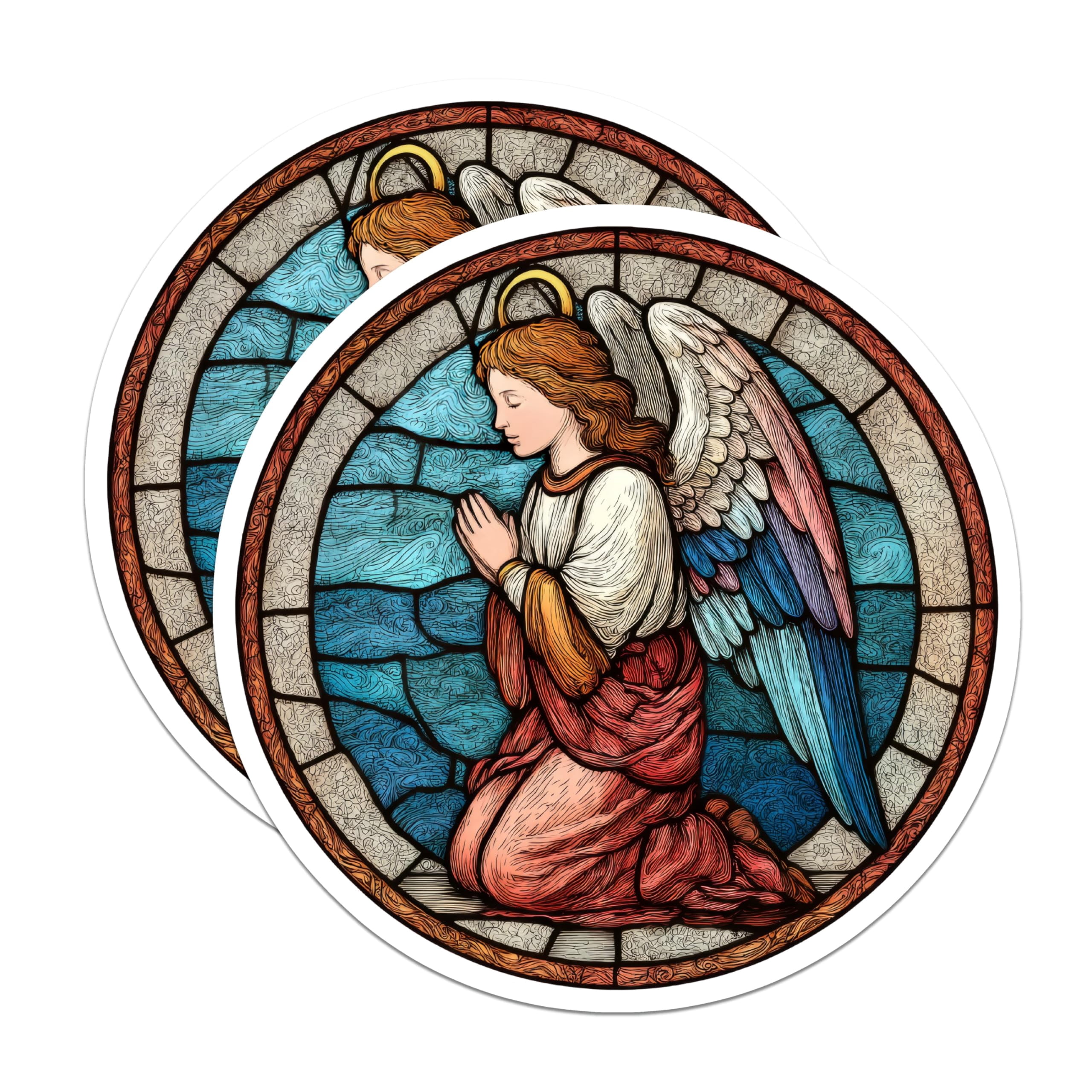 (2 Pack) Angel Magnets - Religious Magnet - Stained Glass Look - 5