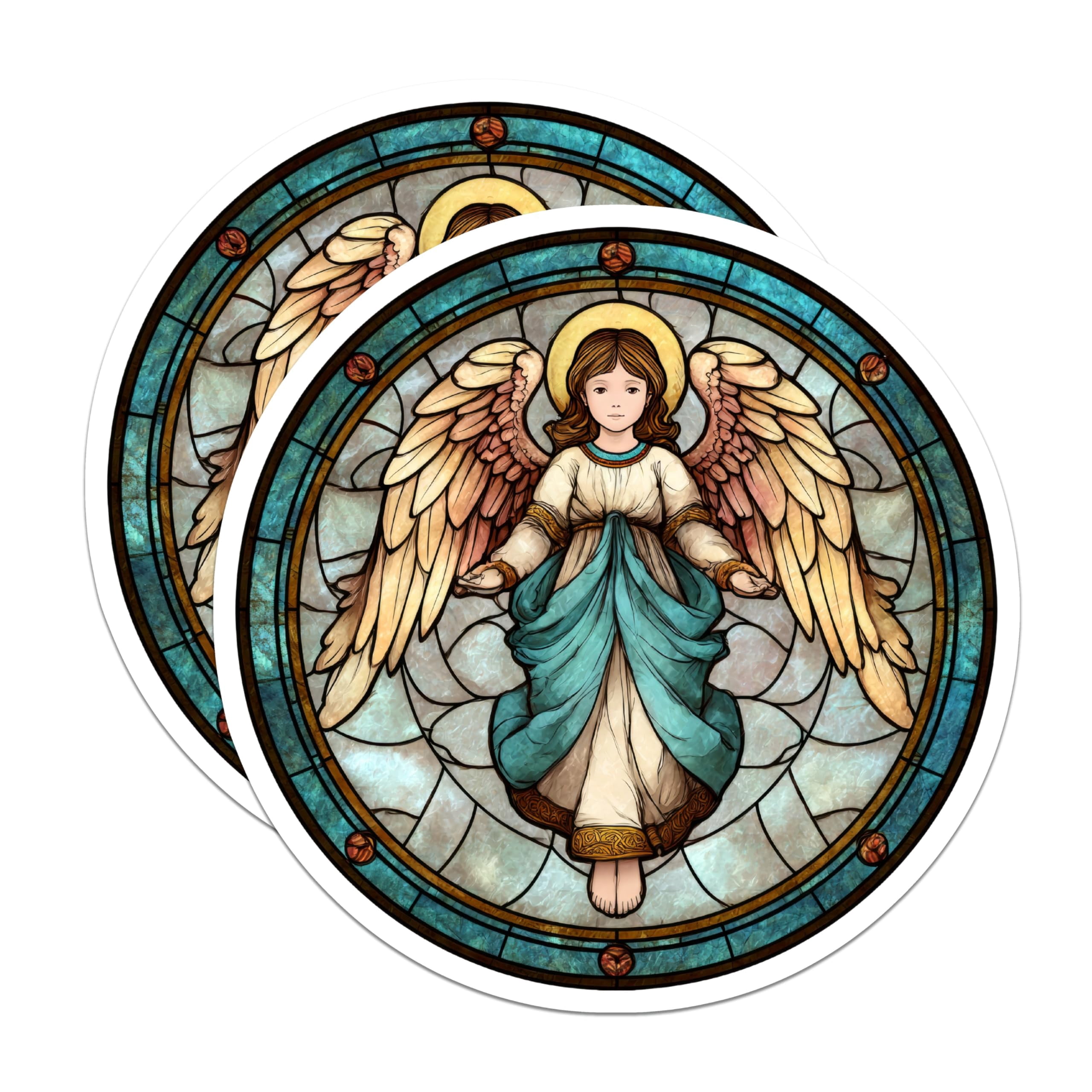 (2 Pack) Angel Stickers - Stained Glass Art - Religious Stickers - 5 ...