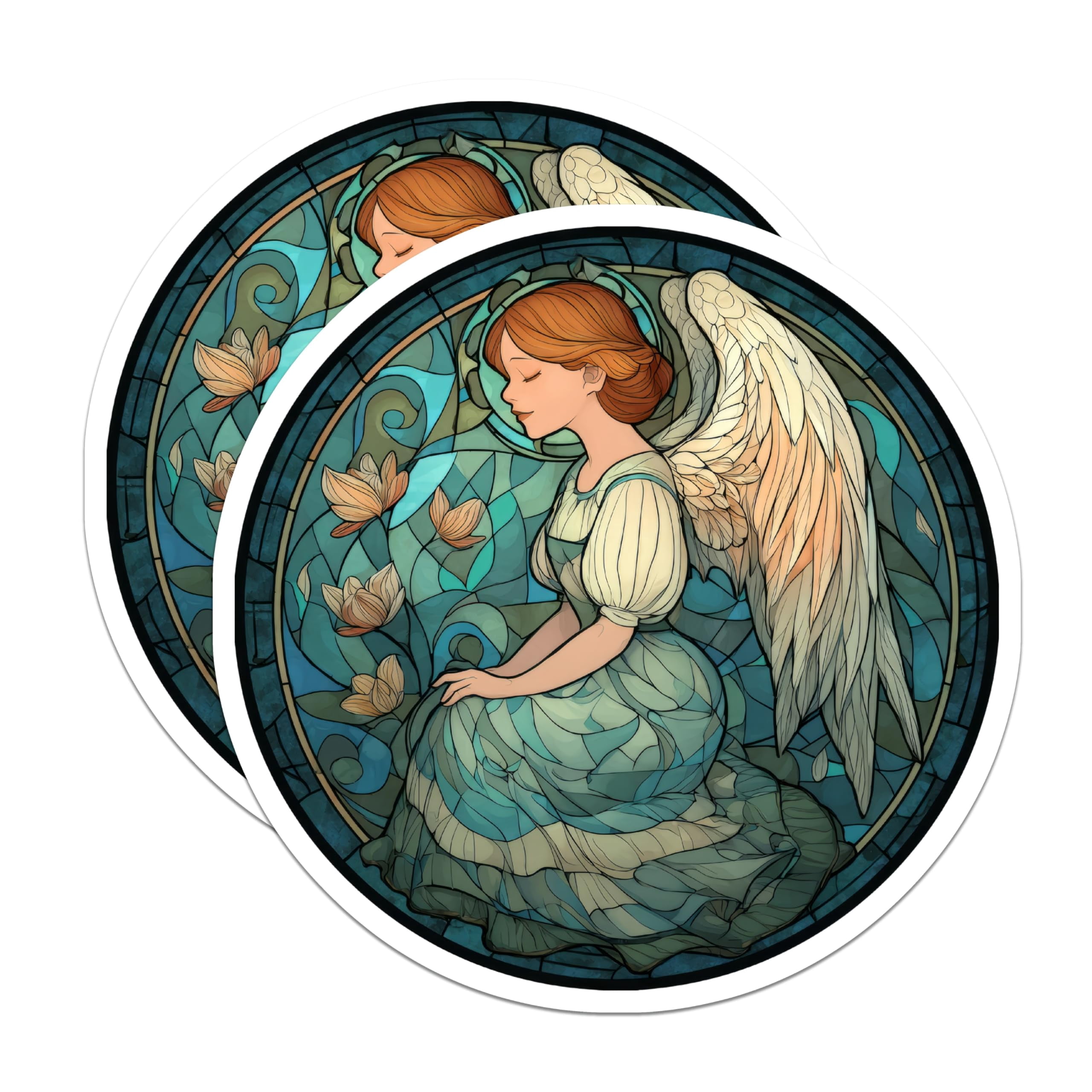 (2 Pack) Angel Stickers - Stained Glass Art - Serene Woman Angels - 5 ...