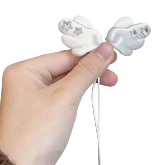 2 Pack Angel Wing Headphone Accessories, Cute Wired Earphone Decorations for Women Girls, Birthday Gift (Earphones Not Included)