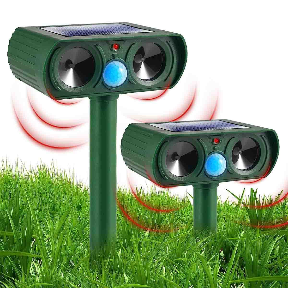 2 PACK Ultrasonic Animal Repeller Outdoor Solar Ultrasonic Repellent