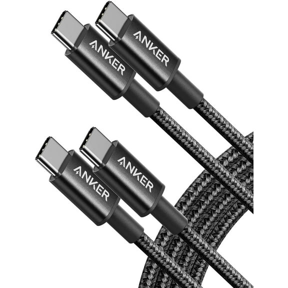 2 Pack Anker New Nylon 60W USB C PD Charging Cable for Laptop ,Tablet 6ft [Black]