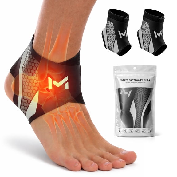 2 Pack Ankle Brace Compression Support for Men Women, Adjustable Lace-Up Ankle Stabilizer with Straps, Breathable Support for Running, Basketball, Gym, Sprained Ankle & Daily Use WWSOGQH