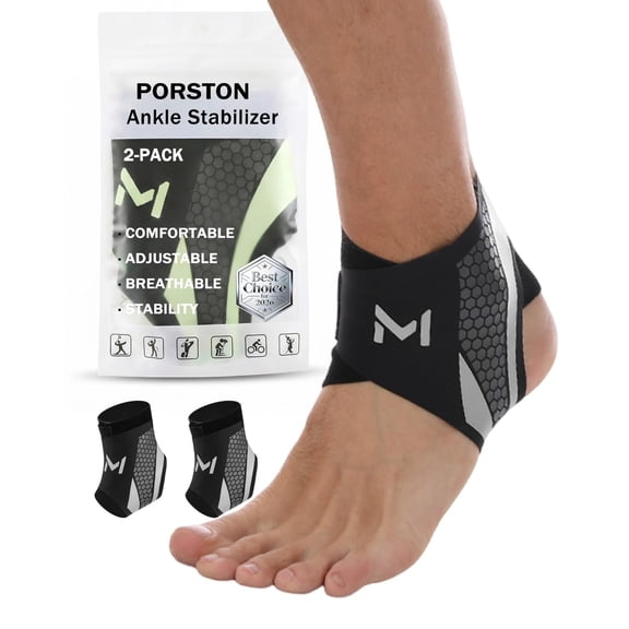 2-Pack Ankle Brace for Men & Women,Adjustable Lace up Ankles Sock,Basketball Ankle Stabilizer with Straps,Orthopedic Compression Sleeve for Plantar Fasciitis Relief,Tendonitis,Sprained(Gray)