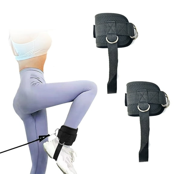 2 Pack Ankle Straps for Cable Machine Attachments Adjustable Gym Ankle Cuffs for Glute Kickbacks, Leg Workout, Black