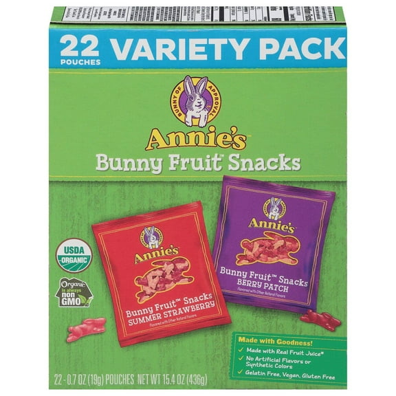 Annie's Bunny Fruit Snacks Variety Pack - 22 ct- Pack of 2