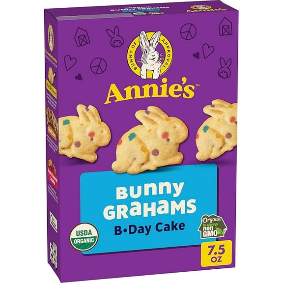 2 Pack Annie's Organic Birthday Cake Bunny Graham Kids Snacks, 7.5 oz