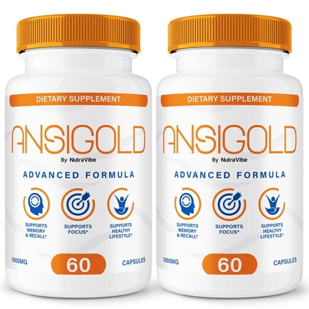 (2 Pack) Ansigold – Daily Formula with a Natural Blend to Help Maintain Focus, Memory & Concentration | Clean, Gentle, Easy-to-Swallow Capsules for Everyday Sharpness (120 Capsules)