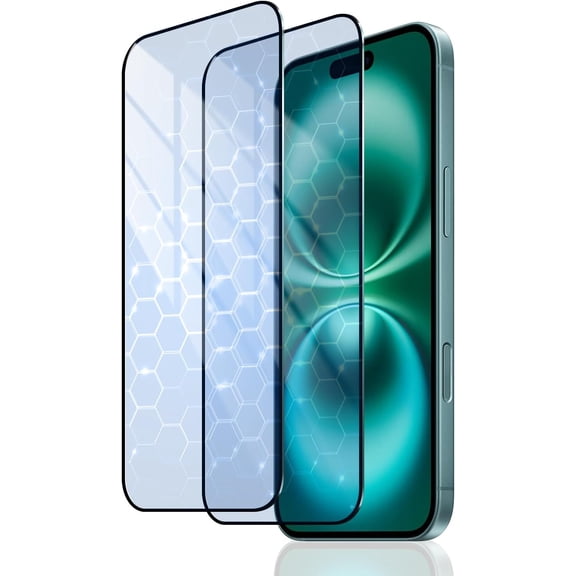 for 2-Pack Anti-Blue Light Screen Protector for iPhone 16/15, Tempered Glass Film, Impact-Protection, HD, Anti-Shatter, Anti-Scratch, 9H Hardness, Case Friendly, Bubble Free