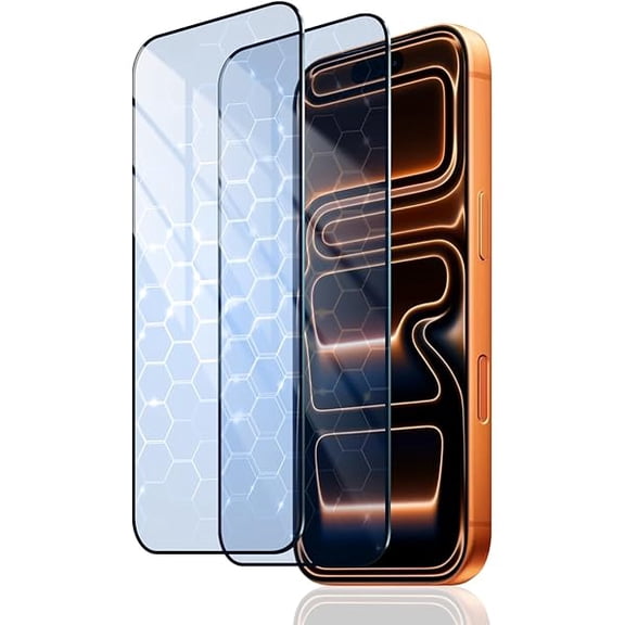 2-Pack Anti-Blue Light Screen Protector for iPhone 17 Pro Max, Tempered Glass Film, Impact-Protection, HD, Anti-Shatter, Anti-Scratch, 9H Hardness, Case Friendly, Bubble Free