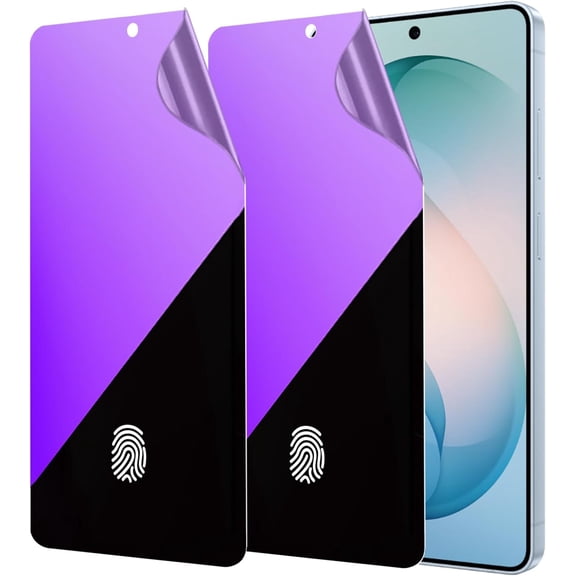 2 Pack Anti-Blue Privacy Screen Protector for Samsung Galaxy S25 edge / S26 Plus Anti-Spy Soft Gradient Film Support Finger Unlock 6.7 inch