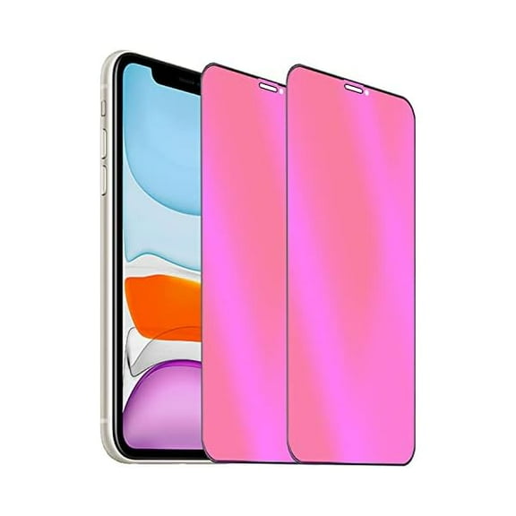 2 Pack Anti-Blue Privacy Tempered Glass Suit for iPhone 11/iPhone XR Mirror Anti-Spy Screen Protector Anti-Peeping Film Electroplated Gradient Colorful