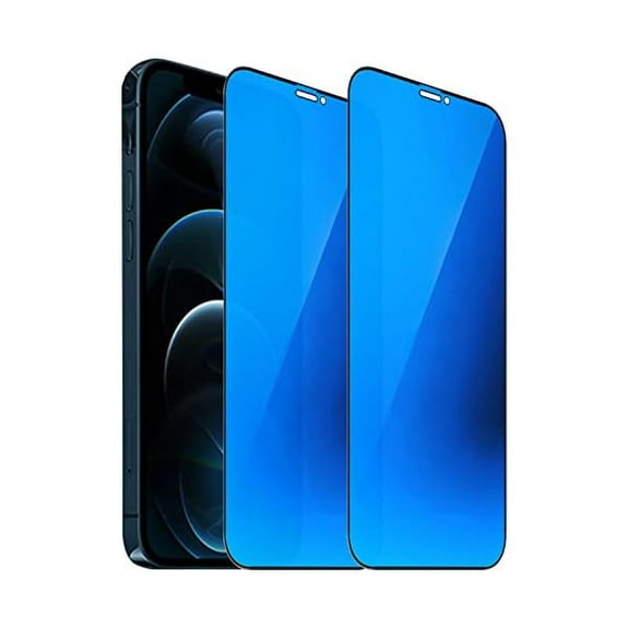 2 Pack Anti-Blue Privacy Tempered Glass Suit for iPhone 12 Pro Max Mirror Anti-Spy Screen Protector Anti-Peeping Film Electroplated 9H Hardness Anti-scratch 6.7 inch (Blue)
