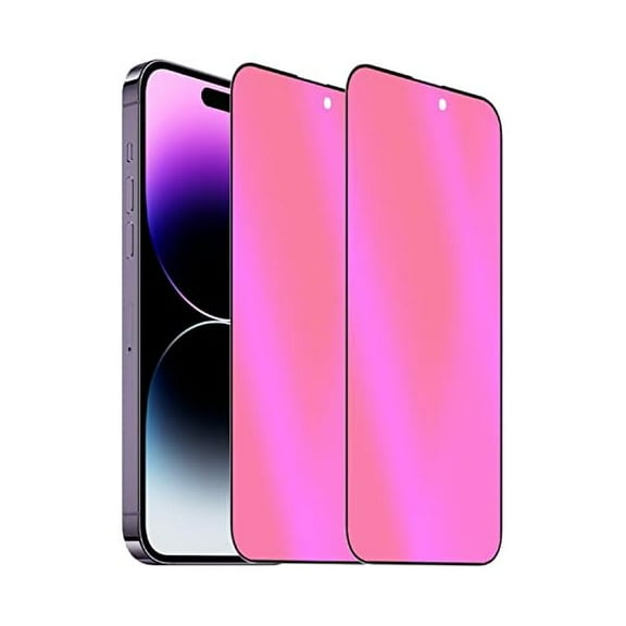 2 Pack Anti-Blue Privacy Tempered Glass Suit for iPhone 14 Pro Mirror Anti-Spy Screen Protector Anti-Peeping Film Electroplated Gradient 9H Hardness Anti-scratch 6.1 inch (Colorful)
