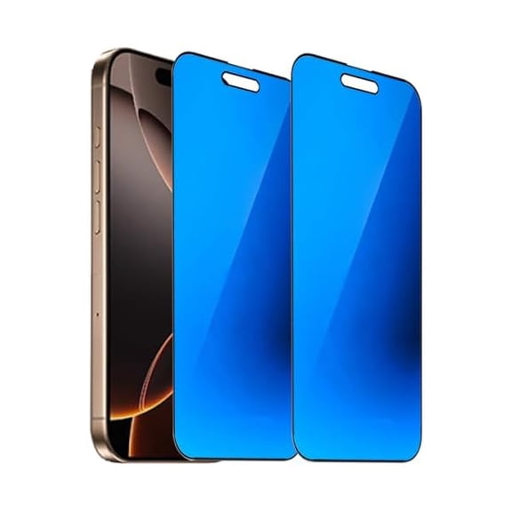 2 Pack Anti-Blue Privacy Tempered Glass for iPhone 16 Pro Anti-Spy Screen Protector Film Electroplated Blue 6.3 inch